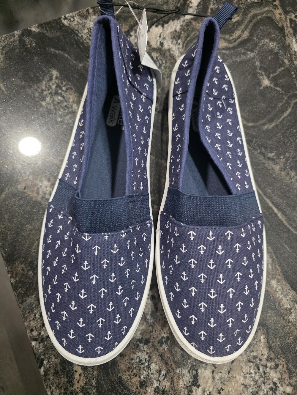 Navy Anchor Slip-On Canvas Shoes - Women